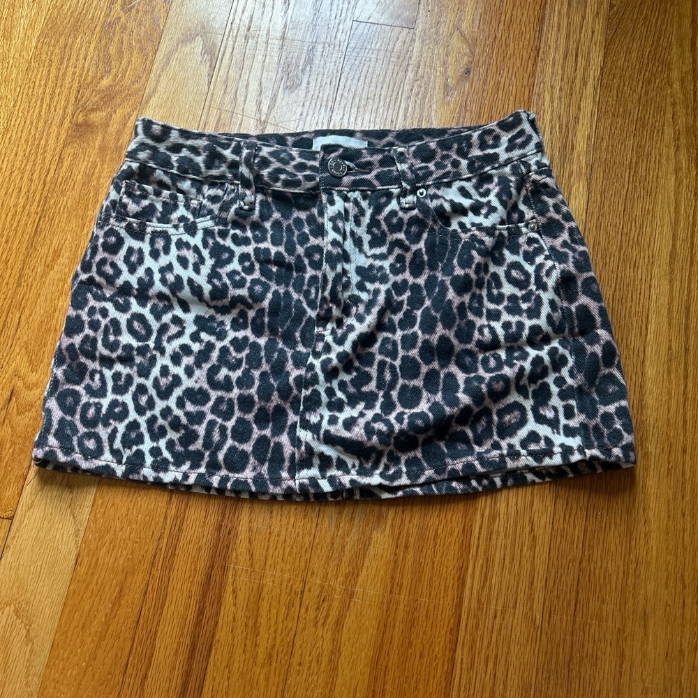 PacSun Cheetah Print Denim Mini Skirt